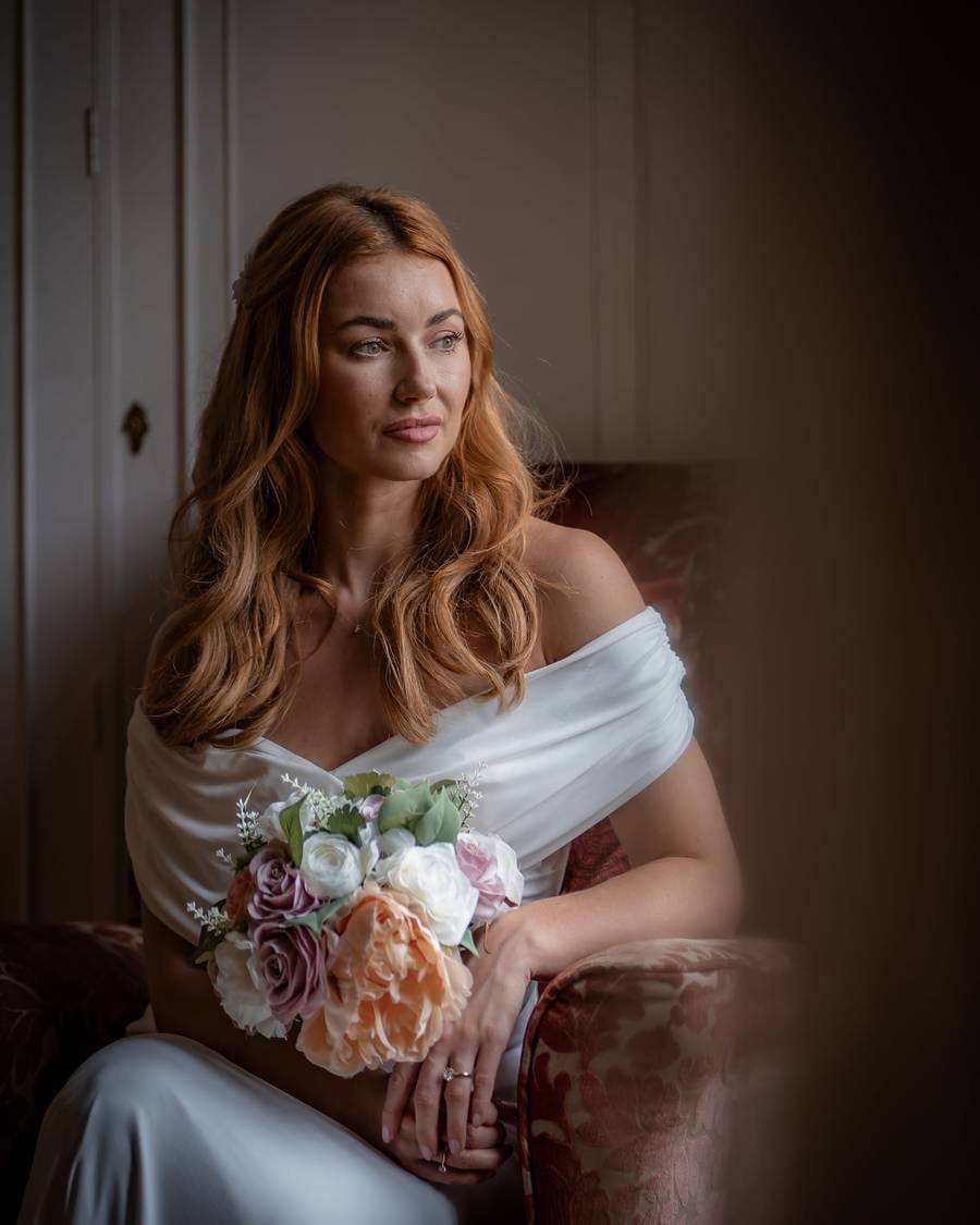 Wedding portrait in the grounds of Notley Abbey